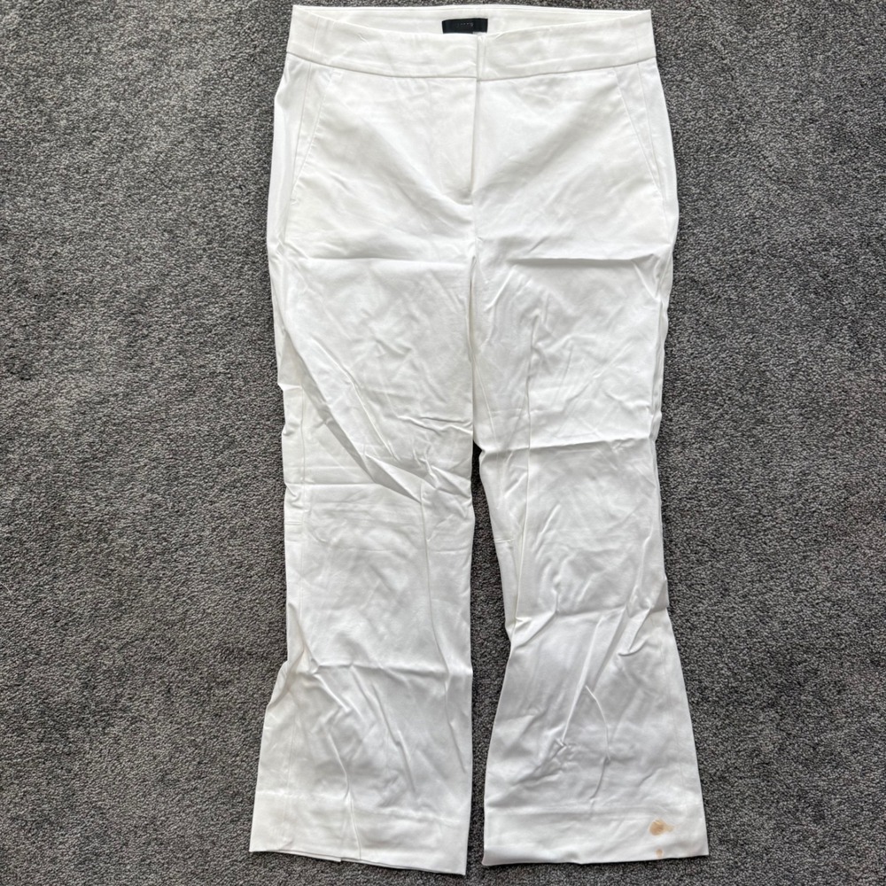 J.Crew Re-Imagined White Stretch Cotton Blend Flare Leg Trousers Size 4